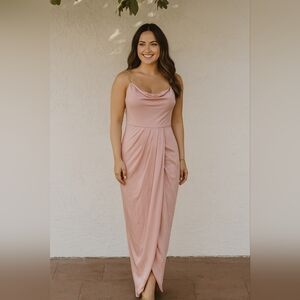 Bariano Pink Drape Front Maxi Dress Sz 4